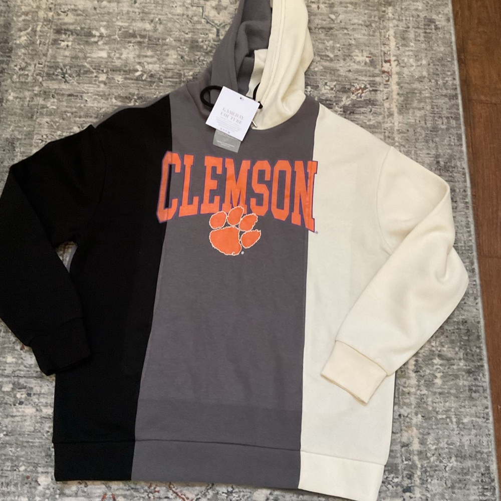 Champion Clemson Colorblock Hoodie - Black, Gray, and Cream